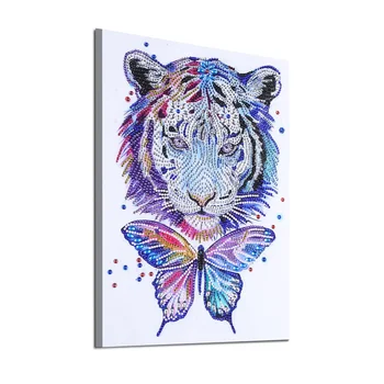 Motýľ Tiger Špeciálne Tvarované Diamond Maľovanie DIY 5D Čiastočné Vŕtať Cross Stitch Zostavy Crystal Multicolor peinture diamant