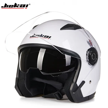 Skutočné JIEKAI Prilbu na Motocykel Motorke Duálny Objektív Leto/Zima Otvorené Tvár Moto Prilba capacete para motocicleta casco