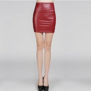 Móda PU Kožené Ženy Krátke Sukne Sexy Späť na Zips, Sukňa A-line Package Hip Mini Sukne Dámske Šaty Plus Veľkosť 3XL