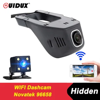 QUIDUX WIFI Auta DVR FHD 1080P Novatek Dash Cam Nočné Videnie Auto Kamera Nočného Videnia duálny objektív Registrator videorekordér Zrkadlo