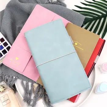 2019 Yiwi PU Kožené Notebook 124x218mm Ružová Modrá Ručné Vintage Cowhide Denník Cestovné Vestník Sketchbook Plánovač