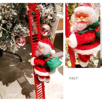 Santa Claus Lezenie Rebríky Elektrické Santa Claus Bábika Vianočný Stromček Visí Ozdoby Vonkajšie Vnútorné Domáce Dekorácie
