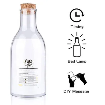 Mlieko Fľaše Nočné Svetlo Spí, Ľahké Nabíjanie pomocou pripojenia USB DIY Správu Malé Nočné Svetlo Načasovanie Spánku Pomoc Bude Svietiť Mlieko Nočné Lampy