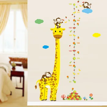 Žirafa Vymeniteľné Výška Graf Opatrenie Stenu, Nálepky Kotúča, Živočíšneho sveta, detskej izby, spálne, dekorácie, nálepky