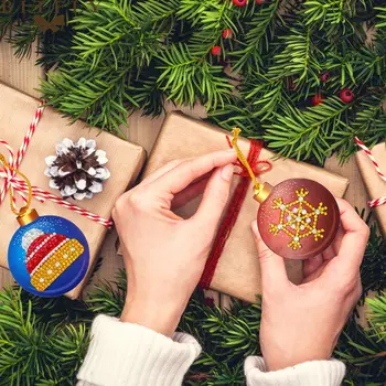10PC DIY Diamond Maľovanie Vianočných Prívesok, Ručne vyrábané Vianočné Stromu Visí Ozdoby Mozaiky Tvorby Dodávky Súprava Adornos De Navidad