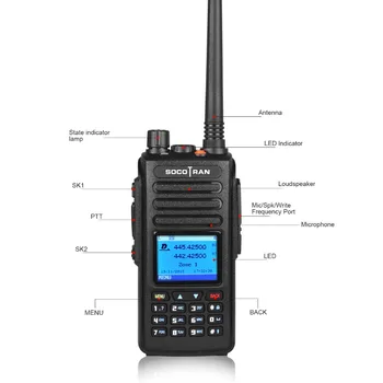 Walkie Talkie GPS DMR Hlasový Záznam VHF UHF obojsmerné Rádiové Dual Band 136-174 & 400-470MHz digitálne DM-1702 Ham Rádio s Farebným LCD