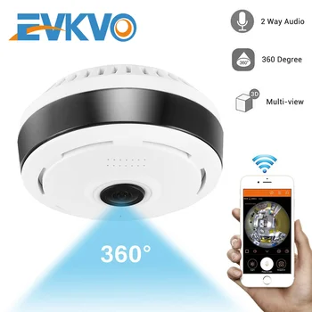 EVKVO Fisheye IP Kamera WiFi 1080P 360-Stupňový Panoramatický Bezdrôtovú Domácu Bezpečnostné CCTV Kamera IR Nočné Videnie Surveillance Camera