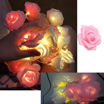 1.5/2/3/6M LED Veniec Umelý Kvet Kytice String Svetlá Pena Rose Rozprávkových Svetiel Na Valentína Svadobné Dekorácie