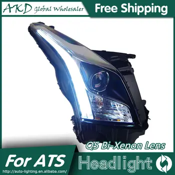 AKD Auto Styling pre Cadillac ATS Svetlomety-ATS LED Reflektor DRL Bi Xenon Šošovky, Vysoká Nízka Lúč Parkovanie Hmlové Svietidlo