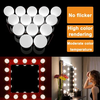 LED make-up Zrkadlo Žiarovky Hollywood Márnosť Svetlá Plynulou Stmievateľné Nástenné Svietidlo 2 6 10 14Bulbs Držiak na Toaletný Stolík