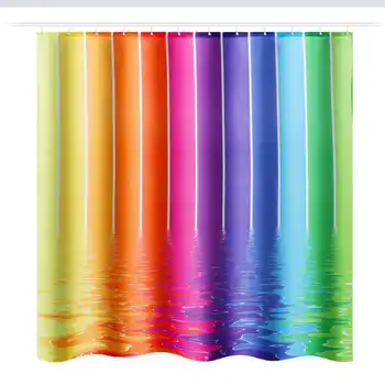3D Tlač rainbow typ Sprchový Záves Textílie Non-Slip Koberec Kryt Wc Kryt Vaňa Mat Pad Set Nepremokavé Kúpeľňa Opona Stanovuje
