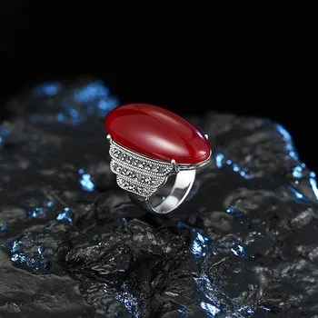 BIJOX PRÍBEH 925 sterling silver šperky krúžok s geometrickými tvarované rubínovo-smaragdové vintage prstene pre ženy svadobný sľub strany