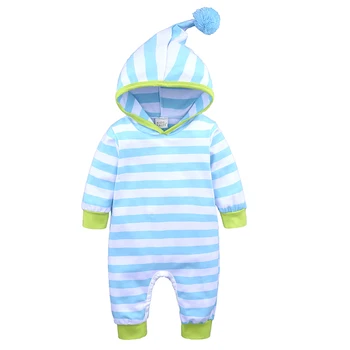 2019 Jeseň detské oblečenie s Kapucňou Dlhý rukáv dieťa remienky modrým pruhom dieťa, chlapec, dievča oblečenie set novorodenca Oblečenie ppy-320