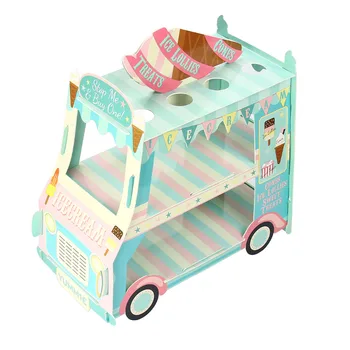 2 Vrstvy Autobus Tvar Cupcake Kartón Tortu Stojan Narodeniny Tea Party Tortu Displej Držiak Cake Zdobenie Dodávky