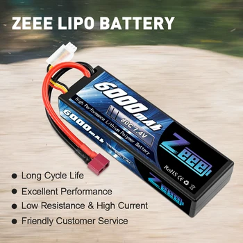 2units Zeee Lipo Batéria 6000mAh 2S 80C 7.4 V s Dekani Plug Hardcase Lipo Batérie pre RC Auta Vozidiel Vozidlo Nádrž Lomka Truggy
