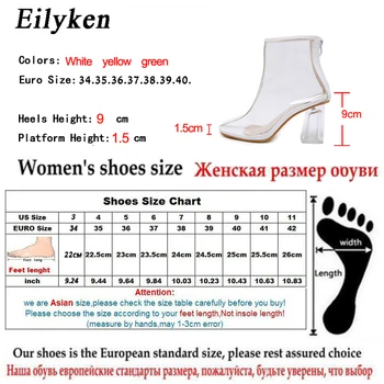 Eilyken Sexy PVC Transparentné Topánky Kolo Špičkou Topánky Jasné, Robustný podpätky Mujer Ženy Topánky Sandále Zips 2021 Nové Jeseň