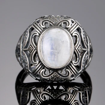 Bohémsky Štýl 8*10 mm Prírodný Kameň Krúžok Charoite Strieborné Prstene pre Ženy Vintage Šperky na Výročie Svadby Pásma