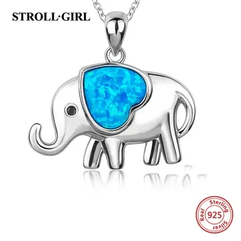 925 Sterling Silver Roztomilé Řeřavý Slon Prívesok Reťazca Zvierat Svetelný Náhrdelník pre Ženy 2020 Jemné Šperky Vianočný Darček