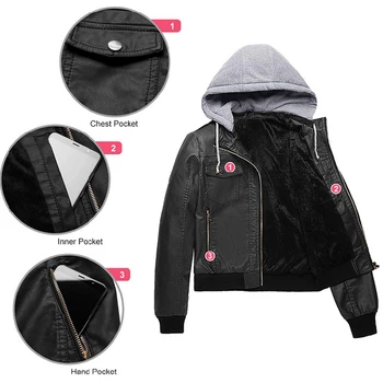 Zimná Kožená Bunda Ženy 2020 Bežné Dámy Základné Bundy Kabáty Teplé Oblečenie pre Ženy Motocykel Bundy Kabáty Plus Veľkosť 3XL