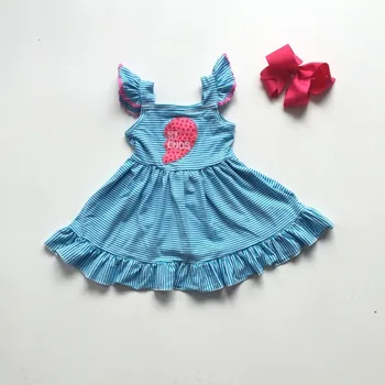 Najlepší priatelia šaty detské dievčenské letné šaty polovicu tvare srdca modrým pruhom šaty, baby, deti boutique šaty s lukom