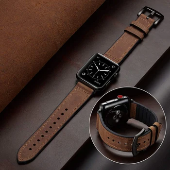 Popruh pre apple hodinky band 4 5 44 mm 40 mm apple hodinky kapela 42mm 38mm iwatch pás 3/2/1 silikónové&Vintage Originálny Kožený náramok