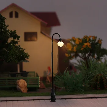 Ho Záhrade scenérie Kovové stožiare Lámp 3V Model miniatúrne svetlo pre vlak Park súpravy, Dekorácie