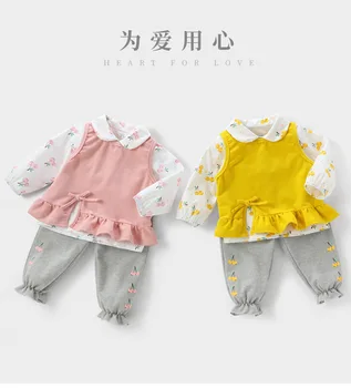 Novorodenca Dievča Oblečenie, Módne kvety 3ks Pletené Bavlny vesta+tričko+nohavice Oblečenie Oblečenie detské oblečenie set