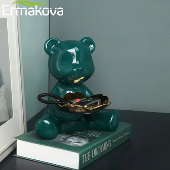 ERMAKOVA 3D Keramické Medveď Figúrka Domáce Dekorácie Zvierat Socha Kľúče úložná Polička Moderné Izby Socha Tabuľka Dekor Sochy