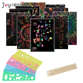50pcs Magic Color Poškriabaniu Papier Karty s Graffiti Šablóny pre Vianočné Ozdoby Deti DIY Papier Sfarbenie Karty Kreslenie Hračky