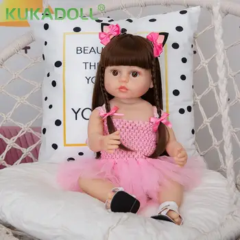 KUKADOLL 22 inch Veľkoobchod Znovuzrodené Deti Bábika Plný Silikónové Telo Krásne Baby Doll Playmate Hračka pre Deti Deň Detí Prítomný