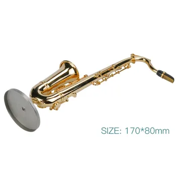 Mini Saxofón Hudobné Nástroje Goldplated Plavidlá Miniatúrne Saxofón Model S Kovový Stojan pre Domáce Dekorácie Nové