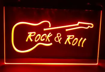 Rock and Roll Gitaru Hudba NOVÉ pivo, bar, pub club 3d známky led, neónové svetlo, prihláste sa človek jaskyňa vintage domova