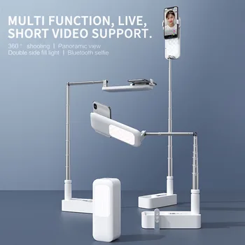 Selfie Fill light 360 Stupňové Otáčanie Nastaviteľné Telefón Držiak na Stojan s Nabíjateľnou Bezdrôtový Stmievateľné LED Selfie Vyplniť Svetla