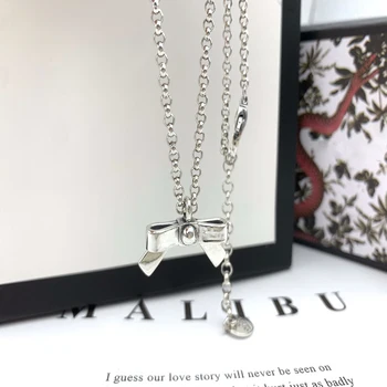 Ženy Náhrdelník Nové 2020 luk dámy malé reťazca S925 Mincový striebro Šperky 1:1 originálne Luxusné značky LOGO Valentína darček