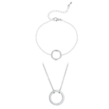 české jednoduchý štýl rose gold farebný kruh, kolo šperky set pre ženy, svadobný náhrdelník náramok Vianočné darčeky J4701