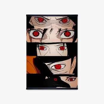 Naruto Uchiha Klanu Oči Obrázok Zarámovať Anime Plagát Na Stenu Umenie Drevený Rám Dekorácie, Maliarske Plátna Tlač Domova Spálne