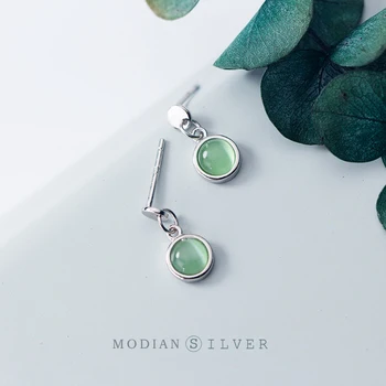 Modian Reálne 925 Sterling Silver Kolo Green Opal Crystal Stud Náušnice pre Ženy, Svadobné Vyhlásenie Šperky Boucles