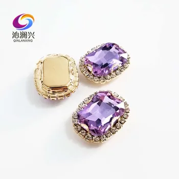 Zlaté dno Crystal violet Obdĺžnik tvar najvyššej kvality skla, kryštálu, pracka,šiť na kamienkami pre kutilov, šperky, doplnky