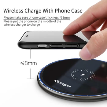 Essager 15W Qi Bezdrôtovú Nabíjačku Rýchly mobilný Telefón, Indukčné Nabíjanie Pad Pre iPhone 12 11 Pro Max X Xiao mi 10 Samsung S20