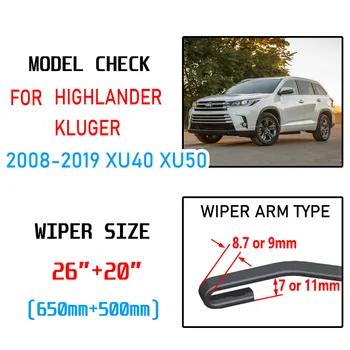 Pre Toyota Highlander Kluger XU40 XU50 2008~2019 Príslušenstvo čelného skla Predných Stieračov Stierače na Auto 2009 2010 2018