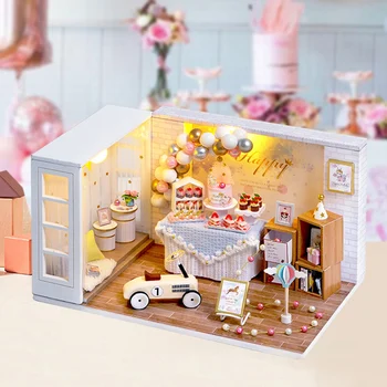 DIY Drevené Miniatúrny domček pre bábiky 1:24 Mierka Ručné Doll House Model Budovy Súpravy, Hračky pre Deti, Dospelých