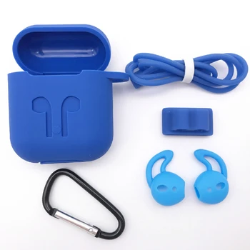 5 v 1 Ochranné Nastaviť Silikónové puzdro + Hliníkové Hák +Silikónové Earcap + Anti-Prehra Strape +Sledujte Pásmo Pre Apple Bluetooth Airpods