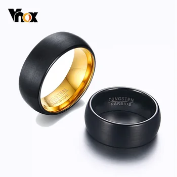 Vnox Black KARBID VOLFRÁMU Prstene pre Mužov 8mm Svadobné Kapela Interface Matný Povrch Klasické Mužské Aliancie Šperky Výročie Darček