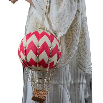 Kreatívne Teplovzdušný Balón Dámske Tašky Cez Rameno, Kockovaná Reťazca Dámy Prenosné Magnetickou Sponou Taška Messenger Kožené Tašky Žena