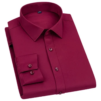 Pánske Klasické Šaty, Tričko Solid Farba Čierna Biela Modrá Sivá Červená Ružová Košieľka Homme Muž Obchodné Bežné Dlho Puzdre Tričko