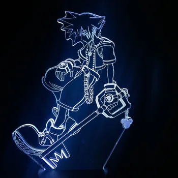 3d Noc Lampa Hra Kingdom Hearts Sora Keyblade Obrázok Deti LED Nočné Svetlo Farebné LED Dekorácie na Čítanie pre Deti Spálne