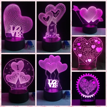 I LOVE YOU Sladké Srdce Milovníka Balón 3D LED USB Lampa Romantický Dekoratívne Farebné Nočné Svetlo Priateľku, Darček Deň matiek
