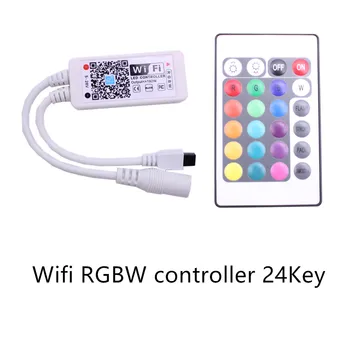 DC 5V 12V 24V Mini WiFi LED RGB / RGBW Radič iOS Android APP 24Key IR Diaľkové Controler pre 3528 5050 LED Pásy