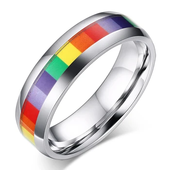Rainbow LGBT Krúžok z Nehrdzavejúcej Ocele Svadobné Kapela Lebian Gay Prstene Pre Ženy, Mužov Veľkoobchod Šperky