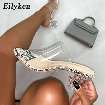 Eilyken 2021 Ženy, Crystal Päty Tkaných Topánky Sexy Serpentíny Típat Prst Vonkajšie Papuče Žena Transparentné Jelly Sandále